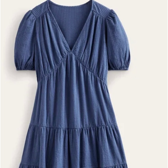 Boden blue jersey seersucker dress - Picture 3 of 4